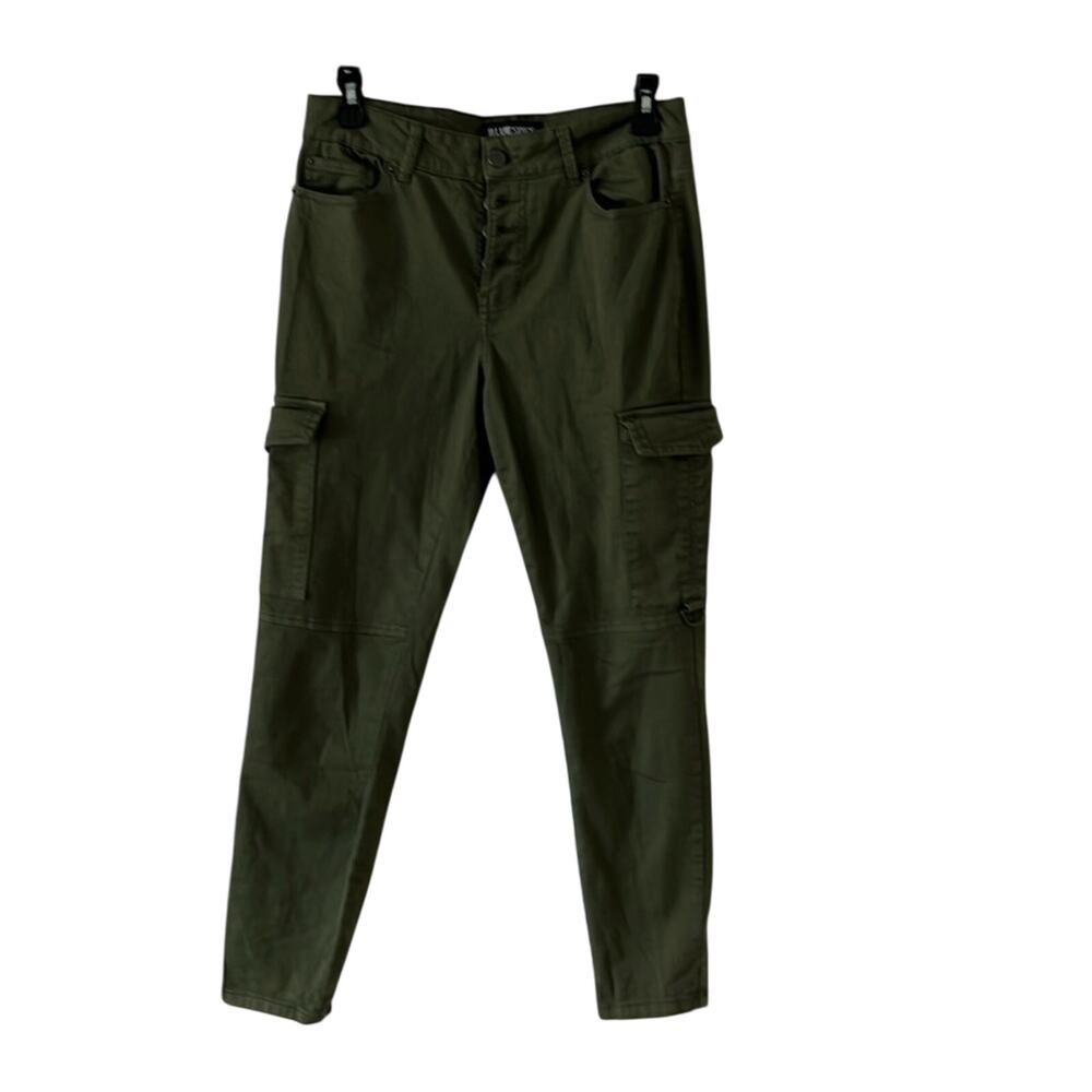Blue Spice Olive Green Cargo Pants Junior Size 7 Button Fly Skinny Ankle Utility